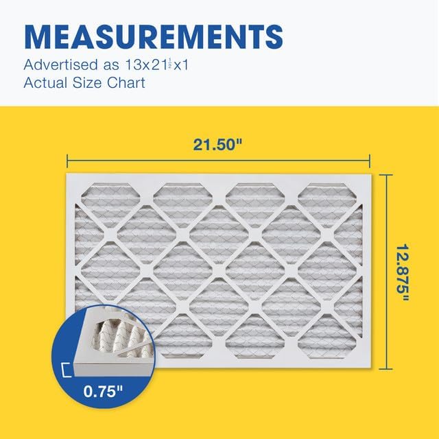 Aerostar 13x21 1/2x1 MERV 8 Pleated Air Filter, AC Furnace Air Filter, 6 Pack - Image 2