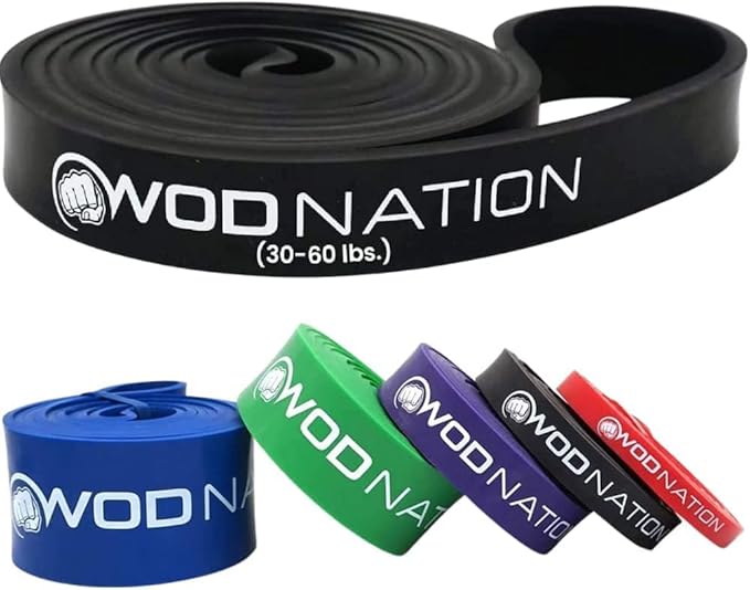 WOD Nation Pull Up Assistance Bands (10-175lbs Band) - Best for Pullup Assist, Chin Ups, Resistance Bands Exercise, Stretch, Mobility Work & Serious Fitness - 41 inch Straps-FlexoryFit