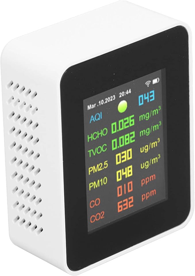 Air Quality Monitor, Air Quality Tester ABS Air Detector Color LCD Digital Display Multifunctional Indoor Test Meter, Indoor Air Quality Meters