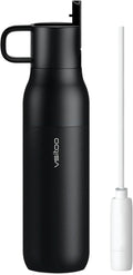 Vsitoo 25 oz Water Purifier Bottle–Stainless Steel, Carbon Fiber Filter, Double-Wall Insulated, BPA-Free, Ideal for Hiking, Cycling, Gym & Outdoor Use–Life Straw Compatible, Black