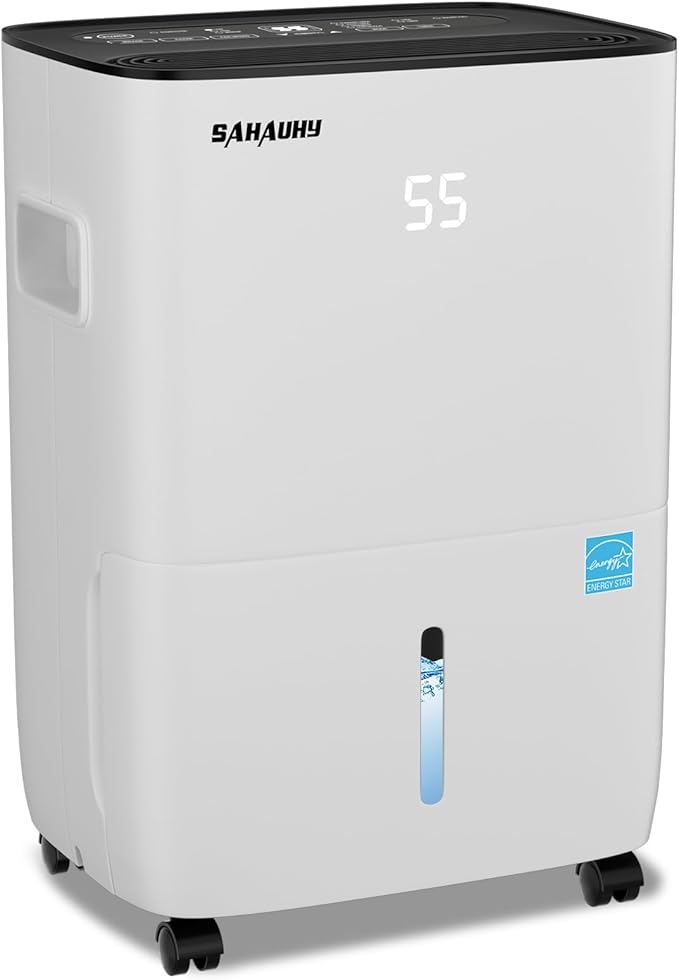 SAHAUHY 80 Pints ENERGY STAR Dehumidifier for Home Bedroom Garage Basement Stockroom and Large Room Spaces up to 5,200 Sq. Ft with Drain Hose and Water Tank