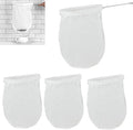 4 Pack Ultra Fine Mesh Coffee Strainer Bag with 1 Frame Handle, 200 Mesh Food Grade Nut Milk Bag, Reusable Kitchen Strainer Fine Mesh for Soy Milk, Juice, Tea Leaf Filter, Honey, Wine (Large)
