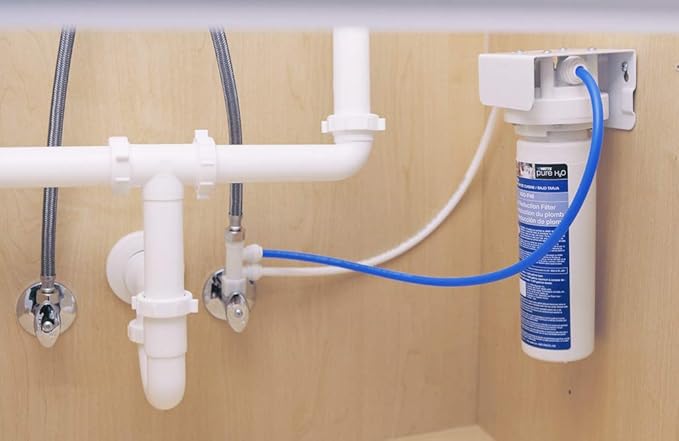 Watts Premier H2O-DWCFL100 Pure H2O Lead Reduction Filtration System with Full-Flow Filter and Supply Line Adapter, Flow Rate 1.5 GPM, 1/4 Turn Quick Change, Reduces Sediment, Chlorine Taste & Odor