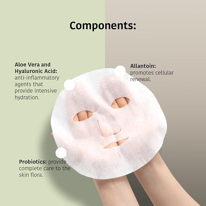 IROHA NATURE Comforting & Hydrating Tissue Face Mask with Aloe Vera | 15 Pieces | Aftersun Effect | 96% Natural Ingredients-FlexoryFit