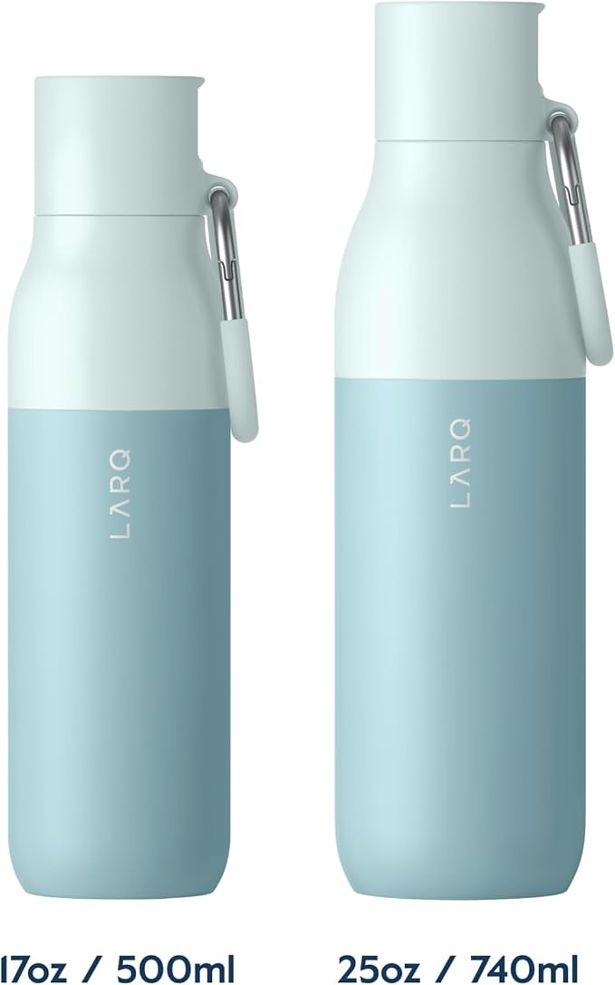 LARQ Bottle Flip Top 17 oz - Reusable Insulated Stainless Steel Water Bottle With Straw | BPA Free | For Sports, Gym, and Travel | Keep Drinks Cold for 24 Hours, Seaside Mint