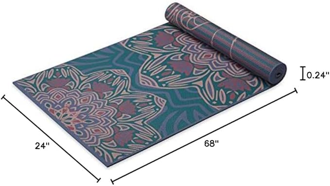 Gaiam Yoga Mat - Premium 6mm Print Reversible Extra Thick Non Slip Exercise & Fitness Mat for All Types of Yoga, Pilates & Floor Workouts (68" x 24" x 6mm Thick)-FlexoryFit