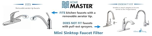Home Master HM-MINI-Plus Countertop Faucet Filter, 750 Gallons Replaceable Filter, 1 Micron Absolute, NSF Certified Filter, Removes Lead, Chlorine, Chemicals, VOCs, TTHMs & More, Made in USA