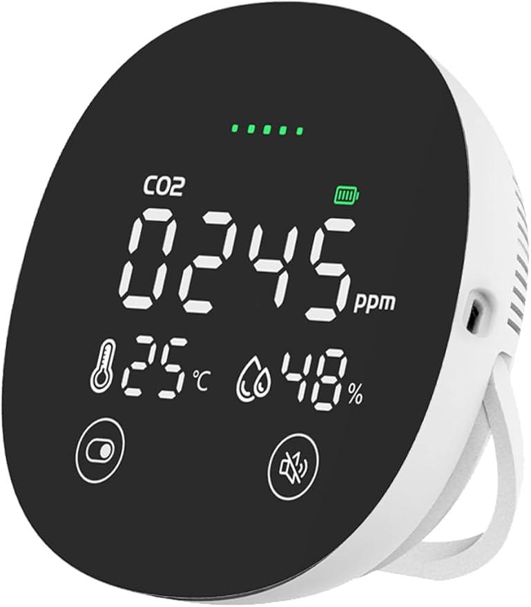 CO2 Monitor, 3 in 1 CO2 Detector Temperature and Humidity Air Quality Monitor Carbon Dioxide Detector for Travel Portable CO2 Tester Indoor Air Quality Monitor for Home School Office