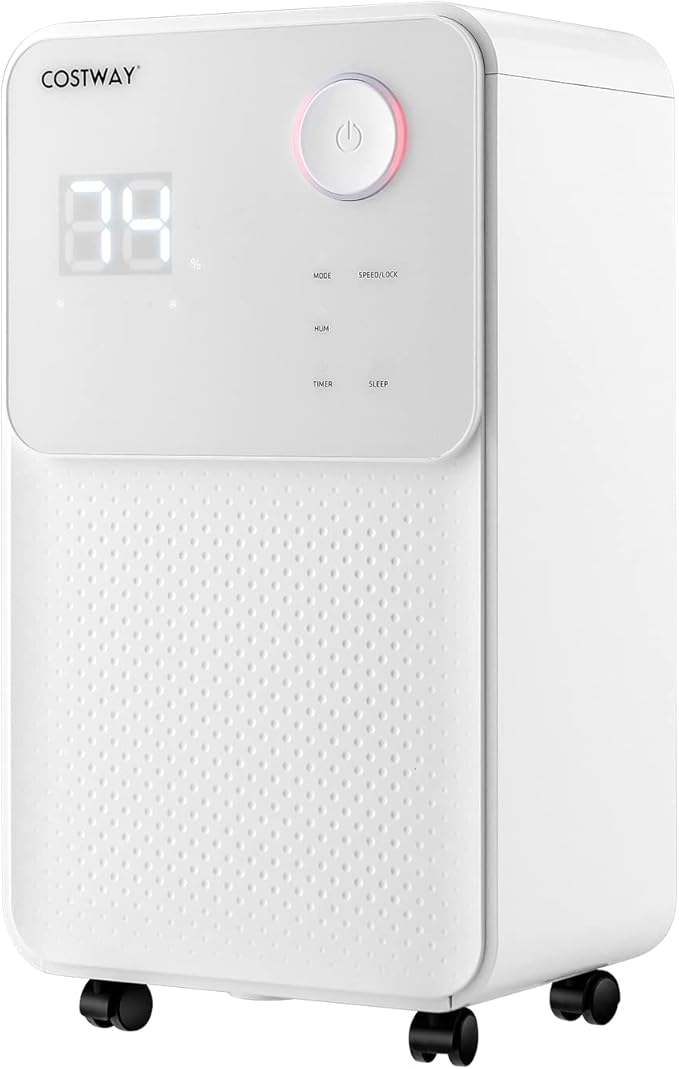 COSTWAY 2000 Sq. Ft Dehumidifier for Large Room & Basement, 32 Pint Dehumidifier with Drain Hose, 4 Modes, 2 Speeds, 24H Timer, Auto Defrost, 3-Color Digital Display