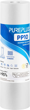 PUREPLUS 5 Micron 10" x 2.5" Whole House Sediment Home Water Filter Cartridge Replacement for Any 10 inch RO Unit, Culligan P5, Aqua-Pure AP110, Dupont WFPFC5002, CFS10, WHKF-G05, 1PACK