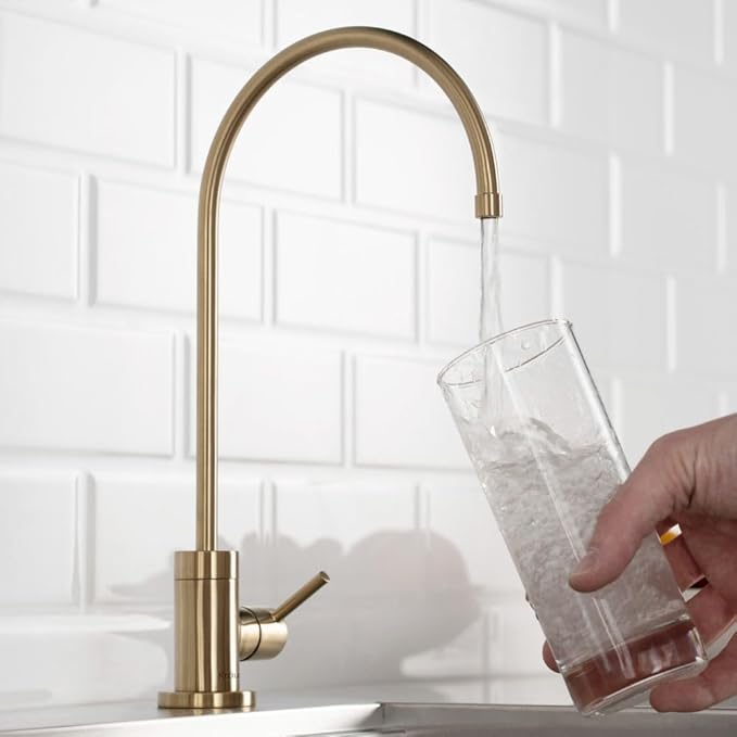 KRAUS Purita 100% Lead-Free Kitchen Water Filter Faucet in Spot Free Antique Champagne Bronze, FF-100SFACB