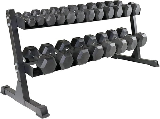 WF Athletic Supply Rubber Encased Hex Dumbbells with Rubber Grip Contoured Handle for Muscle Toning, Strength Building & Full Body Workout-FlexoryFit
