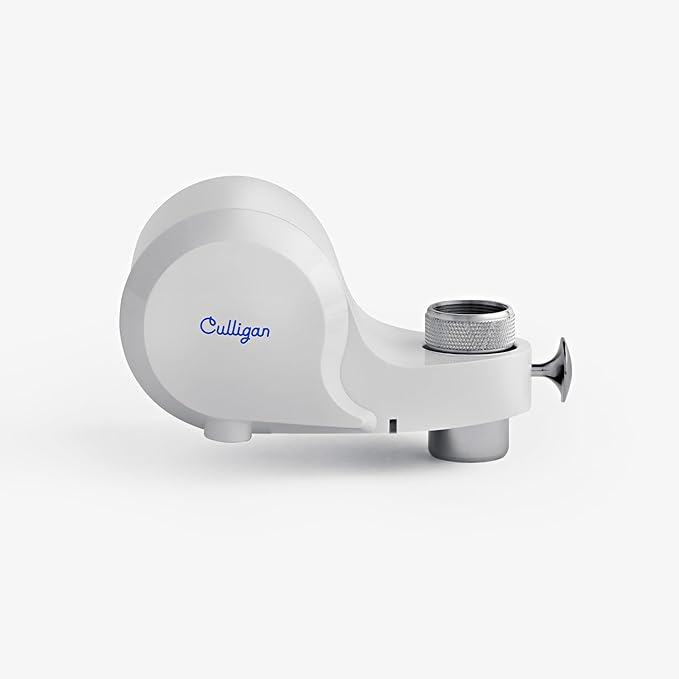 Culligan CULFMWHRF Faucet Mount Water Filter - White Water Filter for Sink Faucet Reduces Microplastics & Reduces Chlorine, Easy Installation Filtration System for Clean Tap Drinking