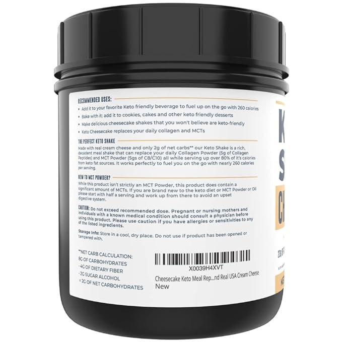 16oz Cheesecake Keto Meal Replacement Shake - Low Carb Keto Protein Powder Mix, High Fat Protein Shake with MCTs from Coconut Oil Powder, Collagen Peptides and Real USA Cream Cheese - 2 Net Carbs-FlexoryFit