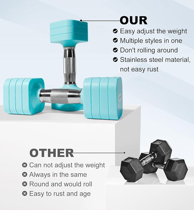 15LB 20LB 50LB Adjustable Dumbbell Set Free Weights Dumbbells Set for Women Men Hand Weights Sets Adjust Dumbbell Weight Sets for Home Gym Exercise Workout Strength Training Equipments-FlexoryFit