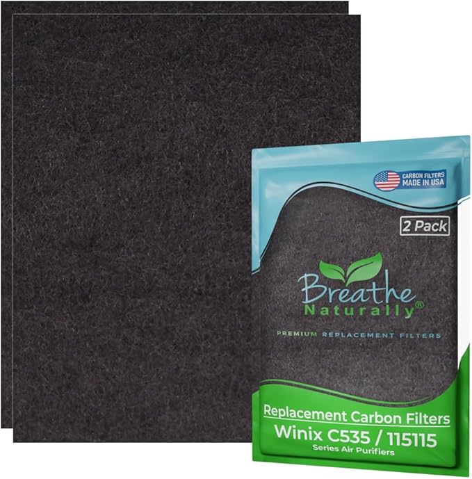 Breathe Naturally Replacement Filters Compatible with Winix C535, Plasmawave 5300, 6300 & Aeramax 300/290 Air Purifiers - Carbon Activated Filter - 12.5” x 16.25” x 0.2” (Pack of 2 Carbon Prefilters)