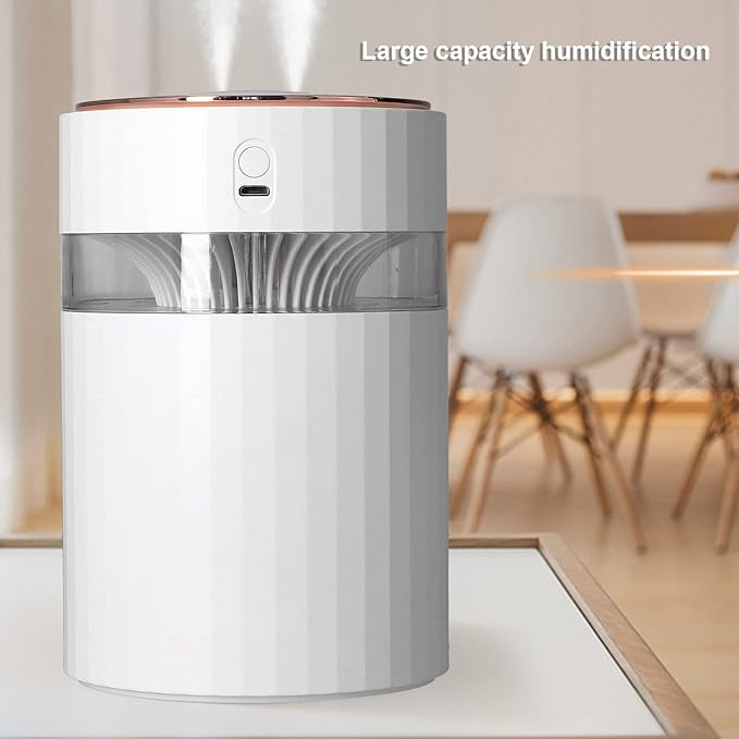 Humidifier Large Capacity Portable 900ml Mute Double Spray Design Desktop Humidifier for Car Office Desktop Pink (White)