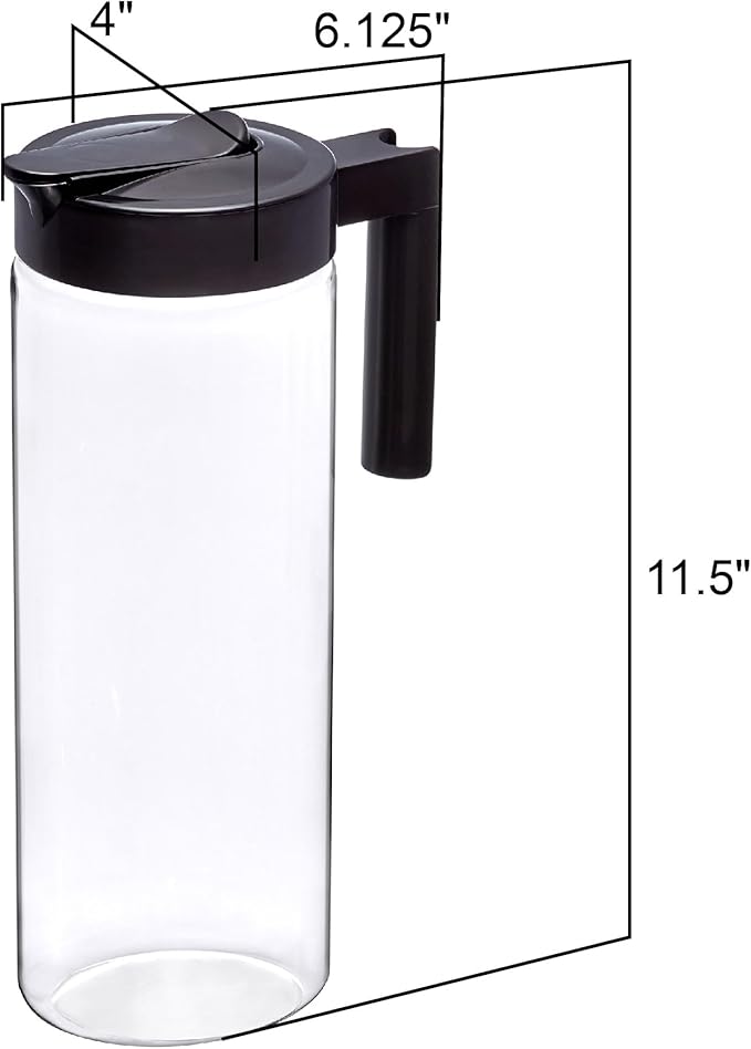 Amazing Abby - Skinny - 2-Pack Tritan Pitcher (64 oz), Unbreakable Plastic Water Pitcher with Lid, BPA-Free, Heat-Resistant, Dishwasher-Safe, Great for Both Iced and Hot Drinks, Black