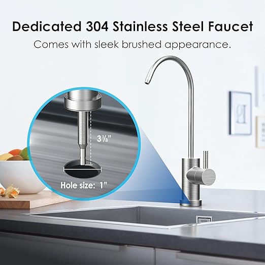 Waterdrop 10UB-UF 0.01 μm Ultra Filtration Under Sink Water Filter System for Baçtёria Reduction, Reduces Lead, Chlorine, Bad Taste & Odor, 8K Gallons, with Dedicated Faucet, USA Tech