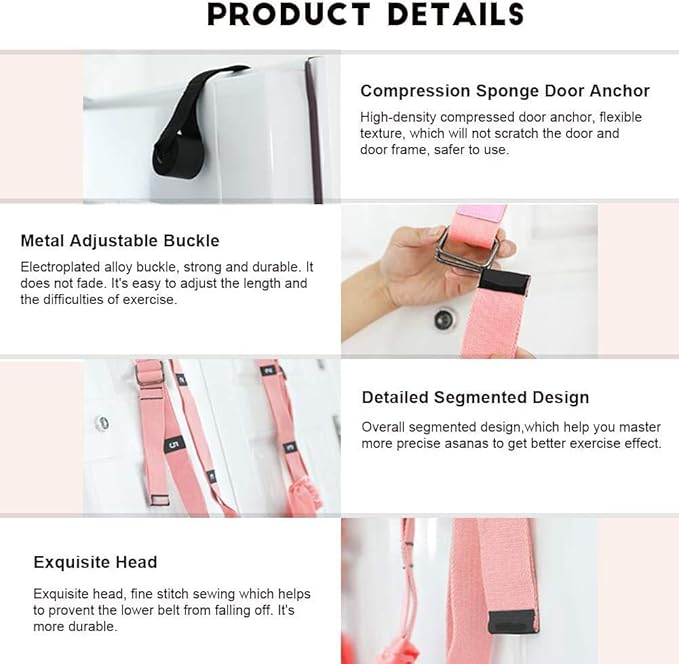 Yoga Fitness Stretching Strap, Adjustable Leg Stretcher Back Bend Assist Trainer, Improve Leg Waist Back Flexibility Home Gym Equipment for Rehab Pilates Ballet Cheerleading Splits Gymnastics-FlexoryFit