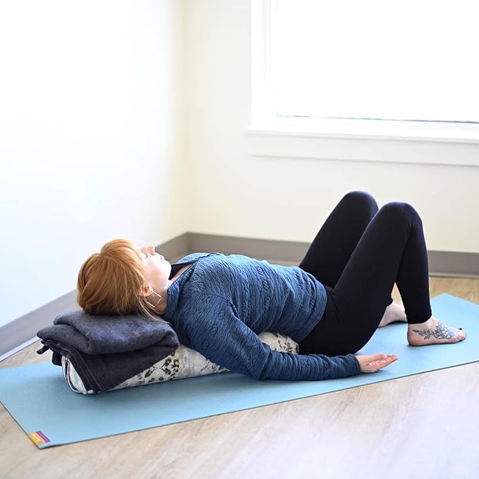 Hugger Mugger Junior Yoga Bolster - Narrower Profile, Very Firm, Great for Smaller Yogis, Heart-Opening poses or Under the Knees, Handmade in USA-FlexoryFit