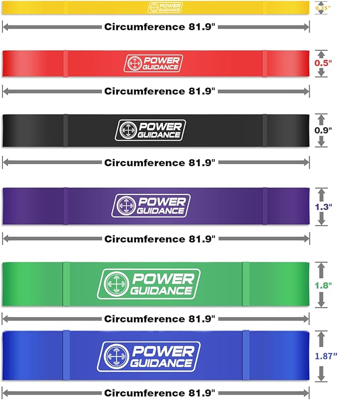 POWER GUIDANCE Resistance Bands, Set of 5 Pull Up Bands, Pull Up Assistance Bands, Exercise Bands, Resistance Bands Set for Legs, Working Out, Muscle Training, Physical Therapy, Shape Body-FlexoryFit