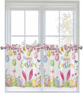 Happy Easter Half Window Curtains 24 Inches Long, Spring Watercolor Bunny Eggs by Unknown