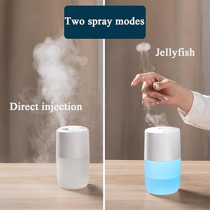 Small Humidifier,Jellyfish Mist Effect,LED Mood Lights,Dynamic Aroma Diffuser for Home,Bedroom & Office (White)