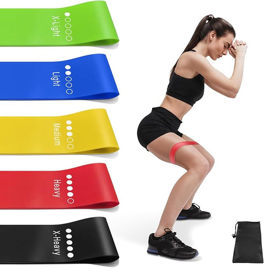 Resistance Bands for Working Out, Exercise Bands Resistance Bands Set with 5 Resistance Levels, Multi-Colored Workout Bands for Indoor & Outdoor Fitness, Leg Strength Training, Yoga-FlexoryFit