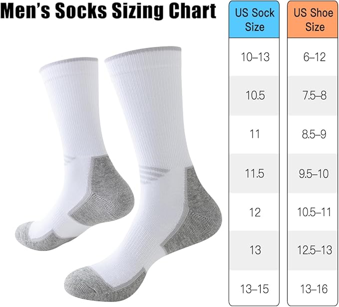 JOYNÉE 5/10 Pairs Mens Lightweight Athletic Crew Socks Cushioned Breathable Long Socks for Sports Running-FlexoryFit