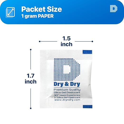 Dry & Dry Silica Gel Packets Desiccants - Rechargeable Silica Gel Packs, Desiccants Packets - 10000 Pack (1 Gram)