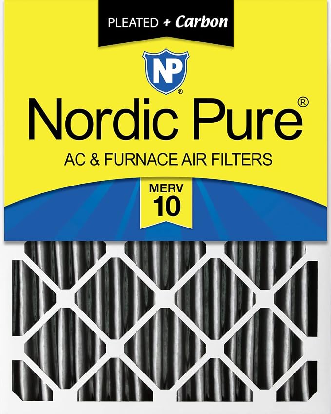 Nordic Pure 20x20x4 Furnace Air Filters MERV 10 Pleated + Carbon 1 Pack by NordicPure