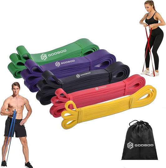 Resistance Bands Set – 5 Long Loop Bands for Home Workouts, Pull-Ups, Physical Therapy & Recovery – Heavy to Light Exercise Bands with Carry Bag – Durable Fitness Bands for Men & Women-FlexoryFit
