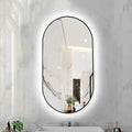 Oval LED Illuminated Bathroom Mirror, Wall-mounted Vanity Makeup Mirror by Unknown