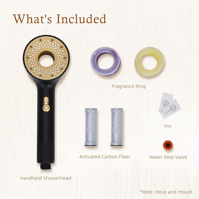 Handheld Filtered Shower Head, High Pressure, Reduce Impurities for Healthier, Skin & Hair, with NSF Certified Filtration for Hard Water Shower Filter & Vitamin C Aroma Ring (Black)