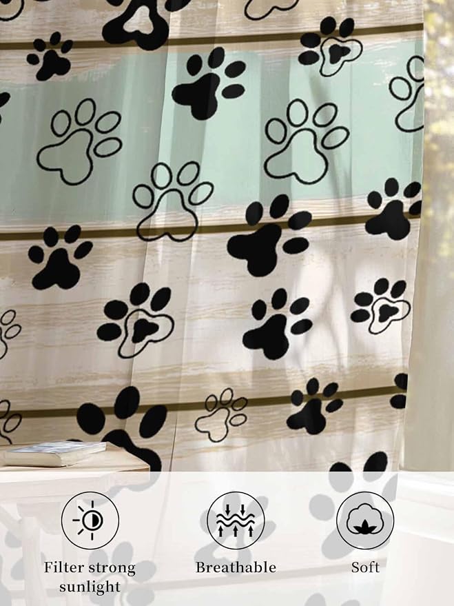 Sheer Curtains 96 Inches Long, Sage Green Beige Farmhouse Semi Sheer Curtains - Image 6