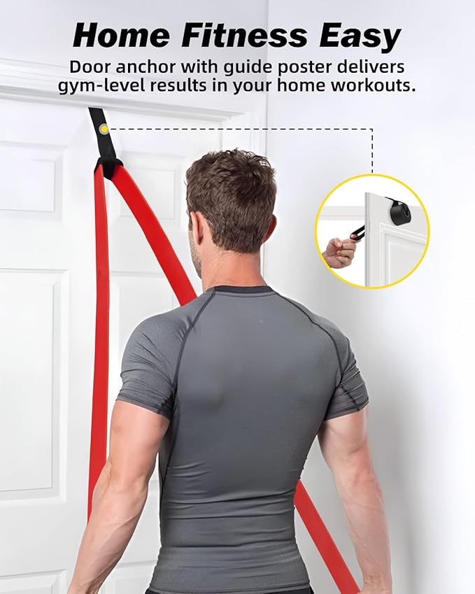 Zacro Resistance Bands, 6 Resistance Levels Pull Up Assistance Bands, Exercise Bands for Men&Women, Heavy Duty Resistance Band Set with Door Anchor, for Working Out, Muscle Training, Physical Therapy-FlexoryFit