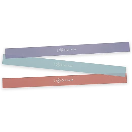 Gaiam Restore Strength and Flexibility Resistance Band Kit Set - 3 Levels of Resistance - Strength Training Workout Bands for Stretching Muscles - Versatile Exercise Tool - Light, Medium, and Heavy-FlexoryFit