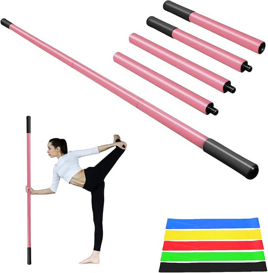 5ft Yoga Stick - Sturdy Steel Adjustable Stretching Stick for Mobility,Flexibility & Balance | Non-Slip Ends & Foam Handles | Exercise Pole for Fitness,Physical Therapy,Posture Correction-FlexoryFit