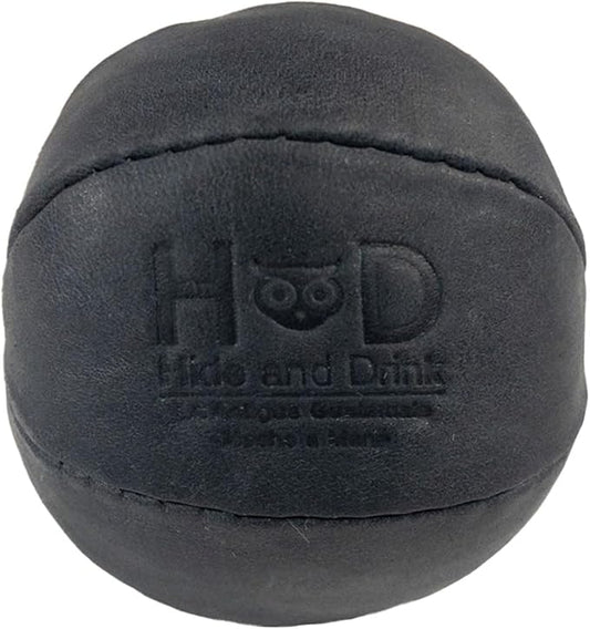 Hide & Drink, Stress Ball, Relieve Fidgeting and Anxiety, Exercise Hand, Squishy Tension Accessory, Great for The Office, Classic Style, Full Grain Leather, Handmade, Charcoal Black-FlexoryFit