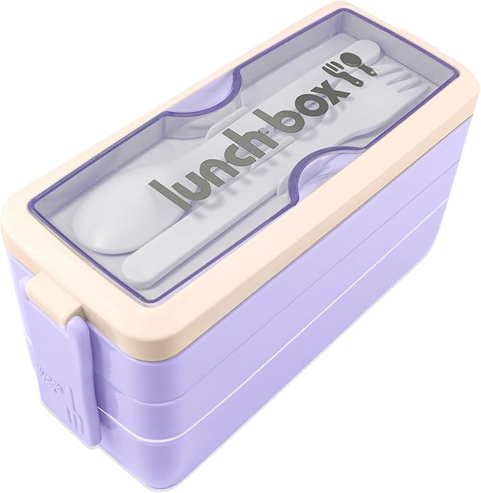 Iteryn Bento Box Lunch Box, 3 Layers Stackable Lunch Containers with Compartments - Leakproof Meal Prep Containers-FlexoryFit