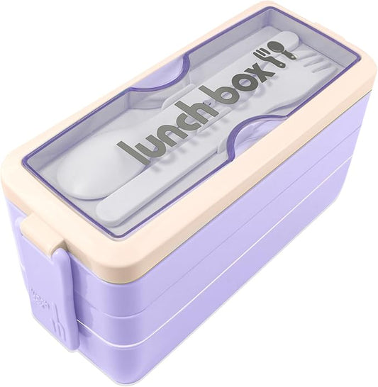 Iteryn Bento Box Lunch Box, 3 Layers Stackable Lunch Containers with Compartments - Leakproof Meal Prep Containers-FlexoryFit