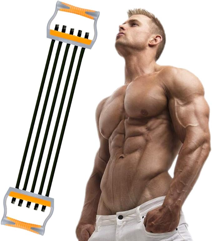 TOCO FREIDO Chest Expander | Arm Training, 5 Tubes Ajustable Arm Strength Trainer, Exercise Resistance Bands for Home Fitness Muscle Training Body Building-FlexoryFit