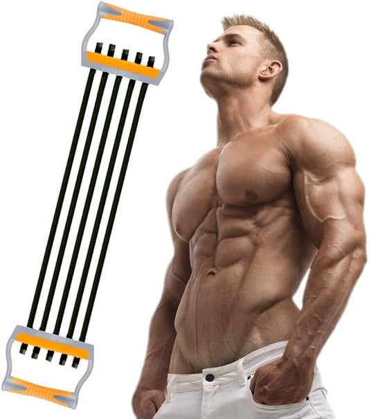 TOCO FREIDO Chest Expander | Arm Training, 5 Tubes Ajustable Arm Strength Trainer, Exercise Resistance Bands for Home Fitness Muscle Training Body Building-FlexoryFit