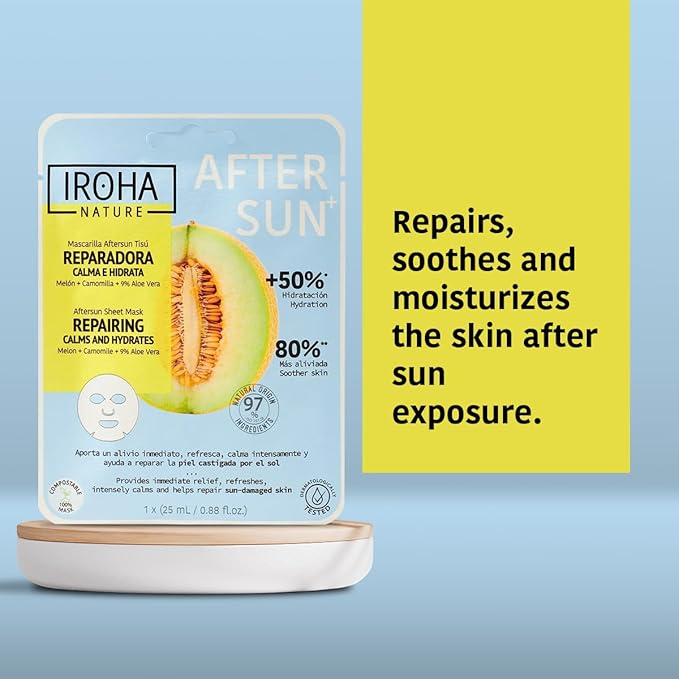 IROHA NATURE, Skin Care Mask to Repair and Soothe After Sun Exposure - Pack of 5 Pieces-FlexoryFit