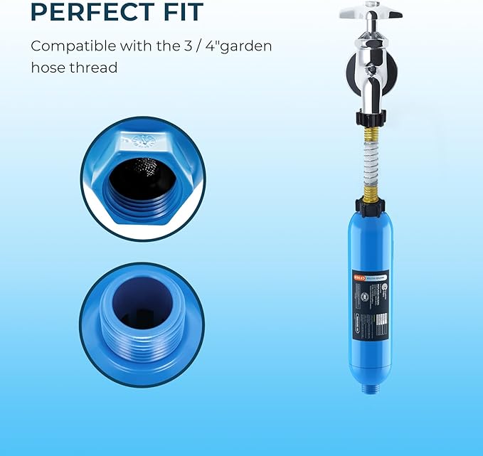 Crystala Garden Hose End Pre-Filter for Swimming Pool, Hot Tubs, Spa, Inflatable Pool, Ponds, Greatly Reduces Bad Taste, Odors, Chlorin and Sediment, up to 8,000 Gallons, 1 Pack