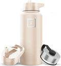 IRON °FLASK Camping & Hiking Hydration Flask with 3 Lids - Stainless Steel, Double Walled & Vacuum Insulated Water Bottle - Leak Proof & BPA Free 32 Oz
