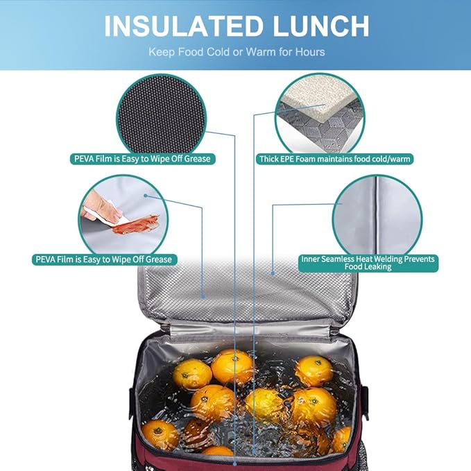 iknoe Large Foldable Cooler Bag, 8.5L Insulated Lunch Bag, Leakproof Lunch Cooler Tote with Multi-Bag Design Suitable for Beach, Picnic and Office Use,Red 15-Can-FlexoryFit