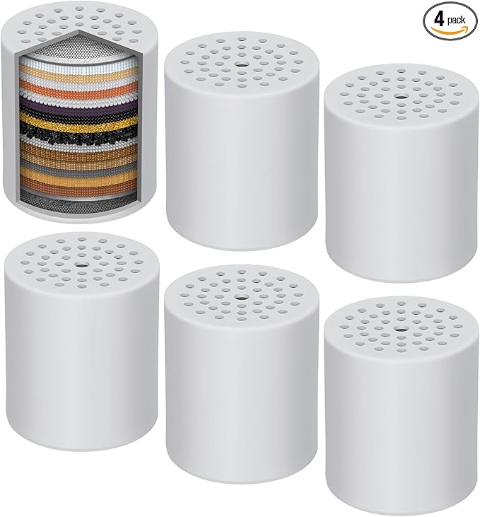 4 Pack Shower Filter Replacement Cartridge, 20 Stage Shower Filter Head for Hard Water, Universally Compatible With Any Similar Design, High Output Hard Water Filter Replacement Cartridge