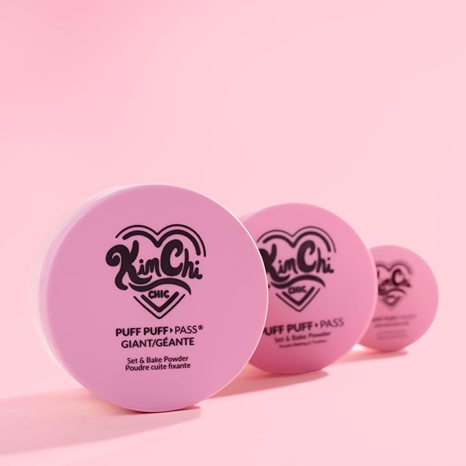 KimChi Chic Giant Puff Puff Pass Set & Bake Powder - Loose Setting Powder with Rice & Vitamin E, Finely Milled for All Day Wear, Translucent 80g-FlexoryFit
